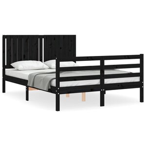 vidaXL Cadre de lit avec tête de lit noir 140x200 cm bois massif