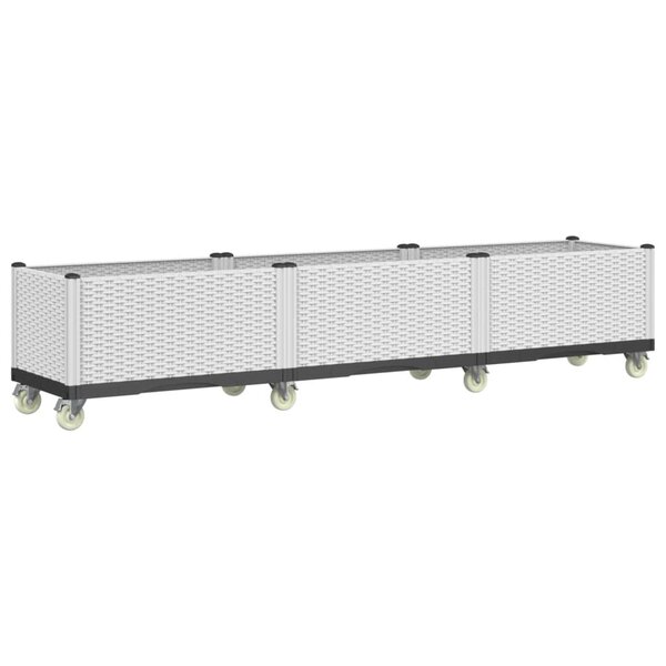 vidaXL Jardinière à roulettes blanc 240x50x54 cm PP