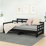vidaXL Lit coulissant Noir Bois de pin solide 2x(90x200) cm