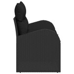 vidaXL Canapé de jardin 2 places avec rangement & coussins noirs en poly rotin