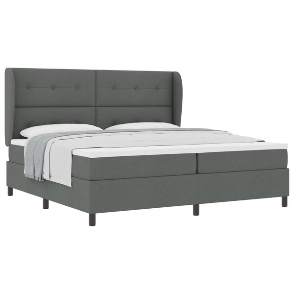 Lit box spring vidaXL avec matelas en gris foncé  200x200 cm en tissu