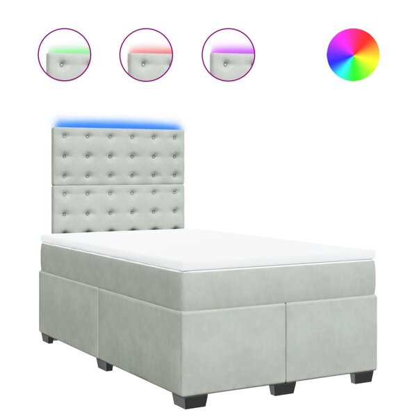 vidaXL Sommier à lattes de lit et matelas gris clair 120x190cm velours