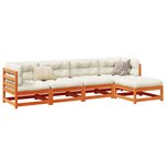 vidaXL Salon de jardin 5 Pièces avec coussins cire marron bois pin massif