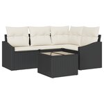 vidaXL Ensemble de Canapé de Jardin de 4 Pièces avec Coussins en Rotin Poly Brown