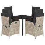vidaXL Ensemble à manger de jardin et coussins 5 Pièces gris clair rotin