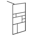vidaXL Paroi de douche avec étagère Noir 115x195cm Verre ESG&Aluminium