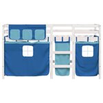 vidaXL Lit mezzanine enfants et rideaux bleu 80x200cm bois pin massif