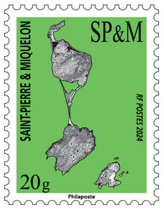 Timbre Saint Pierre et Miquelon - Carte de Saint Pierre et Miquelon - 20g
