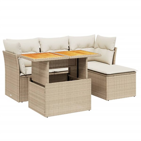 vidaXL Salon de jardin avec coussins 6 Pièces beige résine tressée