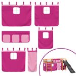 vidaXL Lit mezzanine enfants et rideaux rose 90x200cm bois pin massif