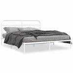 vidaXL Cadre de lit métal avec tête de lit blanc 180x200 cm