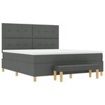 vidaXL Lit à Sommier avec Matelas & Banc Gris Foncé 180x200 cm Tissu