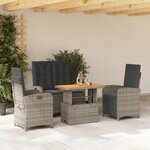 vidaXL Ensemble à manger jardin 4Pièces et coussins Gris Résine tressée