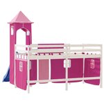 vidaXL Lit mezzanine enfants avec tour rose 90x190 cm bois pin massif