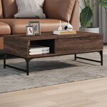 vidaXL Table basse chêne marron 100x50x35cm bois d'ingénierie et métal