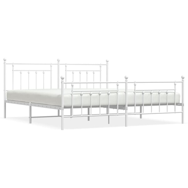 vidaXL Cadre de lit métal avec tête de lit/pied de lit blanc 193x203cm