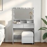 vidaXL Coiffeuse avec LED sonoma gris 80x41x134 5 cm