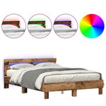 vidaXL Cadre de lit en bois Bois récupéré 140 x 190 cm Convertible