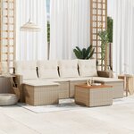vidaXL Salon de jardin avec coussins 7 Pièces beige résine tressée