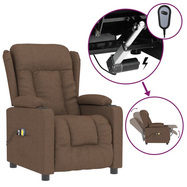 vidaXL Fauteuil électrique de massage Marron Tissu