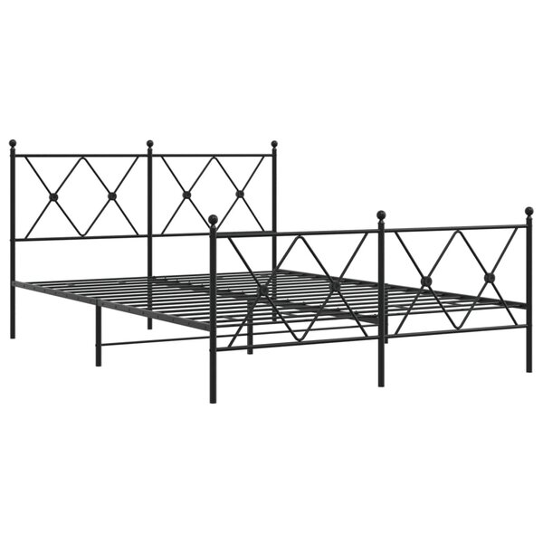 vidaXL Cadre de lit métal avec tête de lit/pied de lit noir 140x200 cm