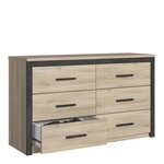 Commode 6 tiroirs Colorado chêne Kornberg 129 x Hauteur 77 x 42 cm