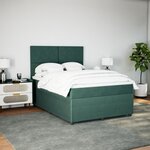 vidaXL Sommier à lattes de lit et matelas Vert foncé 140x190cm Velours