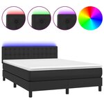 vidaXL Sommier à lattes de lit avec matelas et LED Noir 140x200cm