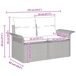 vidaXL Ensemble de canapé de jardin de 4 pièces avec coussins noir en poly rotin