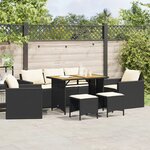 vidaXL Salon de jardin 6 Pièces avec coussins noir résine tressée