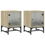 vidaXL Tables de chevet et portes vitrées 2Pièces chêne sonoma 35x37x50cm
