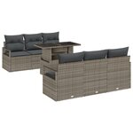 Ensemble de Canapés de Jardin de 7 Pièces avec Coussins en Poly Rattan Gris