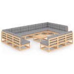 Salon de jardin meuble d'extérieur ensemble de mobilier 14 pièces avec coussins bois de pin massif 02_0015833