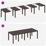 vidaXL Ensemble de salle à manger jardin 11 pièces avec coussins marron en poly rattan