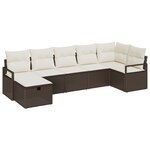 vidaXL Ensemble de canapé de jardin 7 pièces avec coussins en rotin poly marron