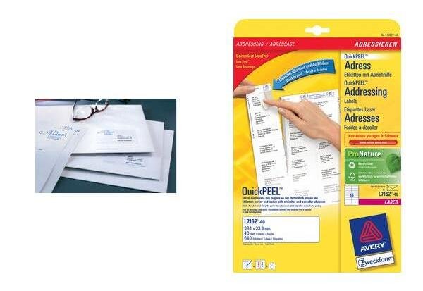 Avery/zweckform quickpeel étiquettes adresses 63,5 x 38,1 mm avery zweckform