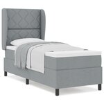 Lit à ressorts avec matelas vidaXL en gris clair  80x200 cm  tissu