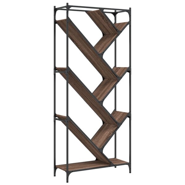 vidaXL Bibliothèque chêne marron 79x30x180 cm bois ingénierie et métal