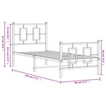 vidaXL Cadre de lit métal sans matelas avec pied de lit noir 75x190 cm