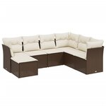 vidaXL Salon de jardin avec coussins 7 Pièces marron résine tressée