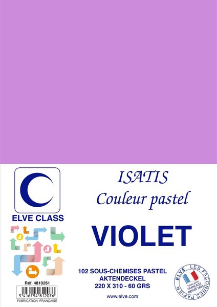 Pqt de 102 Sous-chemises 60 g 220 x 310 mm ISATIS Coloris Pastel Violet ELVE