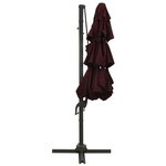 vidaXL Parasol de jardin à 4 niveaux mât en aluminium rouge bordeaux
