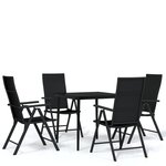 vidaXL Ensemble à manger de jardin 5 Pièces Noir