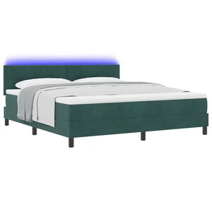 vidaXL Lit Box Spring avec Matelas & LED Vert Foncé 180x200 cm Velours