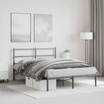vidaXL Cadre de lit métal sans matelas avec tête de lit noir 135x190cm