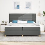 vidaXL Lit à ressorts avec matelas gris foncé 200x200 cm tissu