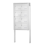 Bloc collectif Leabox  2x4  grade 3  simple face  Extérieur  fixation sur pieds à sceller  Blanc neige  RAL 9016 finition brillante