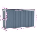 vidaXL Abri de jardin mural Gris 118x288x178 cm Acier galvanisé