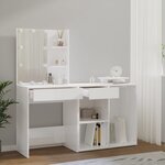 vidaXL Coiffeuse à LED avec armoire Blanc Bois d'ingénierie