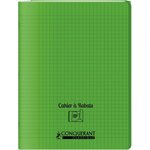 Cahier 48 pages seyès 90 g avec couverture polypropylène vert 3 rabats  format 24 x 32 cm CONQUERANT
